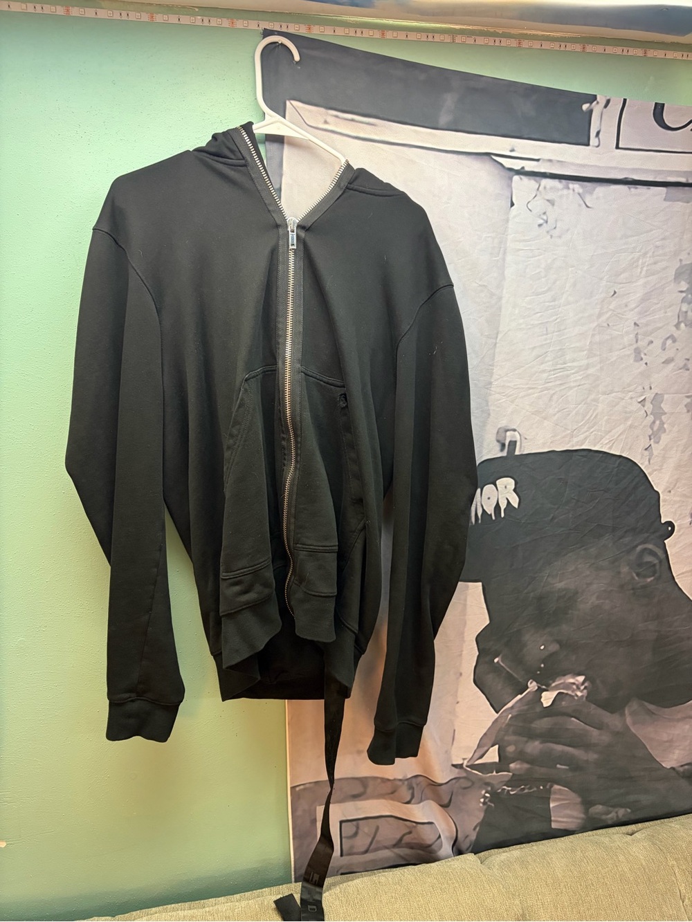 Rick Owens Black Gimp Zip-Up Hoodie